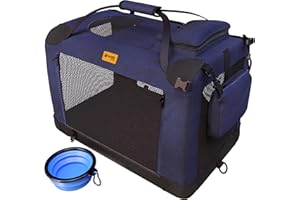 PETPROVED Trasportino per Cani Auto Taglia Media Trasportino Gatti Kennel Cane Medio Gabbia per Cani Auto Trasportino Gatto Grande 60 x 42 x 42 cm