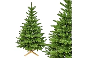 ‎TREESHOUSE Artificial Christmas Tree 210 cm Nordmann Fir I Artificial Christmas Tree Including Wooden Stand and Storage Bag I High-Quality PVC Branches I Dense Needles I Made in the EU