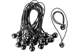 CoverUp! 25 elastici per telone - gomma di tensionamento sicura per un fissaggio ottimale - pratiche imbracature ad espansione per ogni utilizzo - elastici con sfera - bungee ball (nero)
