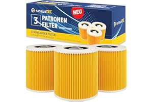 SANAWATEC 3x Filter für Kärcher Staubsauger Ersatz für Kärcher WD3 Filter kompatibel mit Premium WD2 WD 3 WD1 MV3 MV2 ersetzt 6.414-552.0, 6.414-772.0, 6.414-547.0 gegen Feinstaub/Gerüche