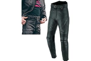 Texpeed Pantaloni da moto uomo invernali con protezioni - Motociclista touring in pelle per moto da crociera con protezione autentica CE Armor (EN 1621-1) - Nero - (5XL Girovita/Gamba Normale)