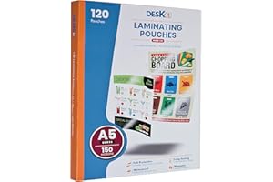 Pochettes de plastification Deskit A5, brillantes, 120 feuilles, 150 microns - Présentations claires et durables - Taille pratique avec une rigidité idéale pour un usage quotidien