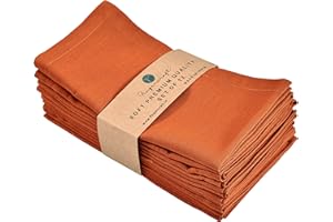 FINGERCRAFT Dinner Cloth Napkins, Cotton Linen Blend Fabric 12 Pack, Premium Quality, Mitered Corners for Every Day Use Napkins are Pre Shrunk and Good Absorbency Rust (Rust)