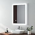 EMKE 450 X 600 mm Illuminated Backlit LED Bathroom Mirror, Wall Mounted Multifunction Bathroom Vanity Mirror with Lights and Demister Pad, Energy-Saving Illuminated Smart Mirror