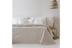 ETHERE MAISON Colcha Jacquard Reversible algodón Aura Lino Cama 135 cm - 235X270 cm