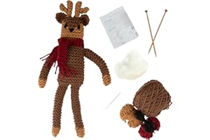 Trimits Knitting Kit - Handmade, Soft Toy, Teddy, Gift with Yarn, Needles and Instructions - Reindeer
