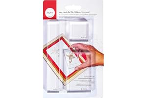 Rayher Set de blocs acryliques, transparent, 3 tailles, épaisseur 1 cm, support pour tampons en silicone, embossing, cartes, enveloppes, cadeaux, scrapbooking-2860500