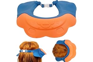 ‎YOUR DAY MATE Ochrona szamponu dla dzieci, czepek prysznicowy 0-9 lat, z zapięciem na klips, regulowany rozmiar, 100% wodoodporny, ochrona oczu i uszu, pomaga w myciu bez łez, Your Day Mate