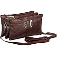 The Clownfish Tiffany Triple Layered Ladies Wallet Purse Womens Sling Bag with Shoulder Belt (Dark Brown)