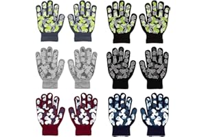 QKURT 6 par magicznych rękawiczek, zimowe dzianinowe rękawiczki z pełnymi palcami, ciepłe rękawiczki dla dzieci w wieku 5-13 lat, dziewcząt, chłopców, Kamuflaż, Width of palm: 7cm(3 inch), length