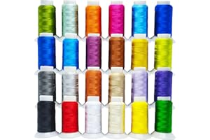 NESSTERS Set de 24 Hilos de Bordar a Máquina de Poliéster – 500m por Carrete – Colores Vivos y Resistentes – Compatible con Bordadoras Industriales o Domésticas – Para Costura y Bordado