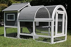 Pets Imperial® Grey Claridge Chicken Coop - Ark Poultry Nest Box - Chicken House with Sliding Tray & Opening Roof - Integrated Chicken Run