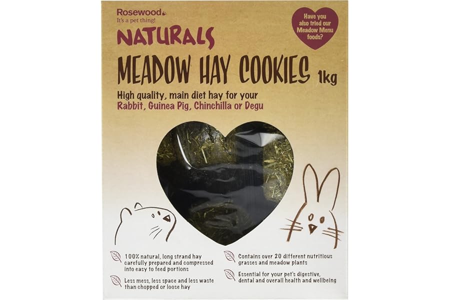 Rosewood Naturals Meadow Hay Cookies 1kg – Healthy Small Animal Treats for Rabbits, Guinea Pigs, Chinchillas & Degus – Natural Hay for Digestive and Dental Health
