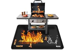 ZJTAPE Base ignífuga para Barbacoa, 180 x 90 cm, Plegable, protección del Suelo, Fibra de Vidrio de Silicona, Resistente al Agua, para barbacoas, Suelo, Chimenea, césped y Camping