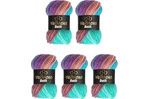 Wollbiene Batik 2280 - Ovillos de lana para tejer (5 unidades, 100 g, 500 g, degradado), multicolor