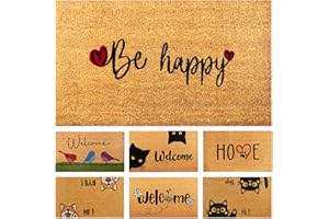 AMARU DOOR MATS Felpudo Be Happy de Fibra Coco - 70x40cm - Felpudos Antideslizantes - Felpudos Originales para la Entrada a Casa, Pasillos, Puertas de Exterior - Accesorios para el Hogar - Material Resistente