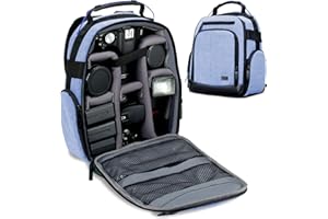 USA Gear Zaino Fotografico Borsa Fotografica con Divisori Accessori Personalizzabili, Conservazione per Obiettivo e Altri Accessory, Supporto Posteriore Confortevole, Custodia per Reflex - Blu