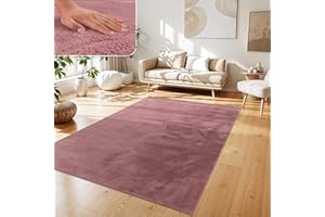 Paco Home Tappeto Salotto e Camera da Letto Moderno a Pelo Corto - Morbido, Lavabile, Antiscivolo, in Finta Pelliccia, Dimensione:160x220 cm, Colore:Viola Rosa