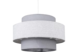 MiniSun | Modern Ceiling Light Shade in a Grey Herringbone Finish | Pendant Lights, Home Décor & Improvement Essential | Includes 10W GLS Bulb [3000K Warm White] | 300mm Shade Width
