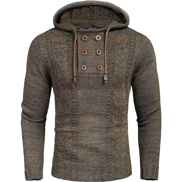 COOFANDY Men's Plaid Jacquard Pullover Hoodie - Drawstring Hood, Long Sleeve, Casual Style - View #6