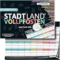 DENKRIESEN - Stadt Land VOLLPFOSTEN® - JUNIOR Edition - Für Kinder und Jugendliche | Spielblock Geburtstagsgeschenk…