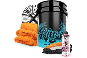 Nuke Guys Juego de limpieza para el coche para principiantes – Cubo de lavado con rejilla para la suciedad + champú para coche Pink Cherry 0,5l + esponja 3en1 + paño seco Gamma Dryer Twisted Pile XXL