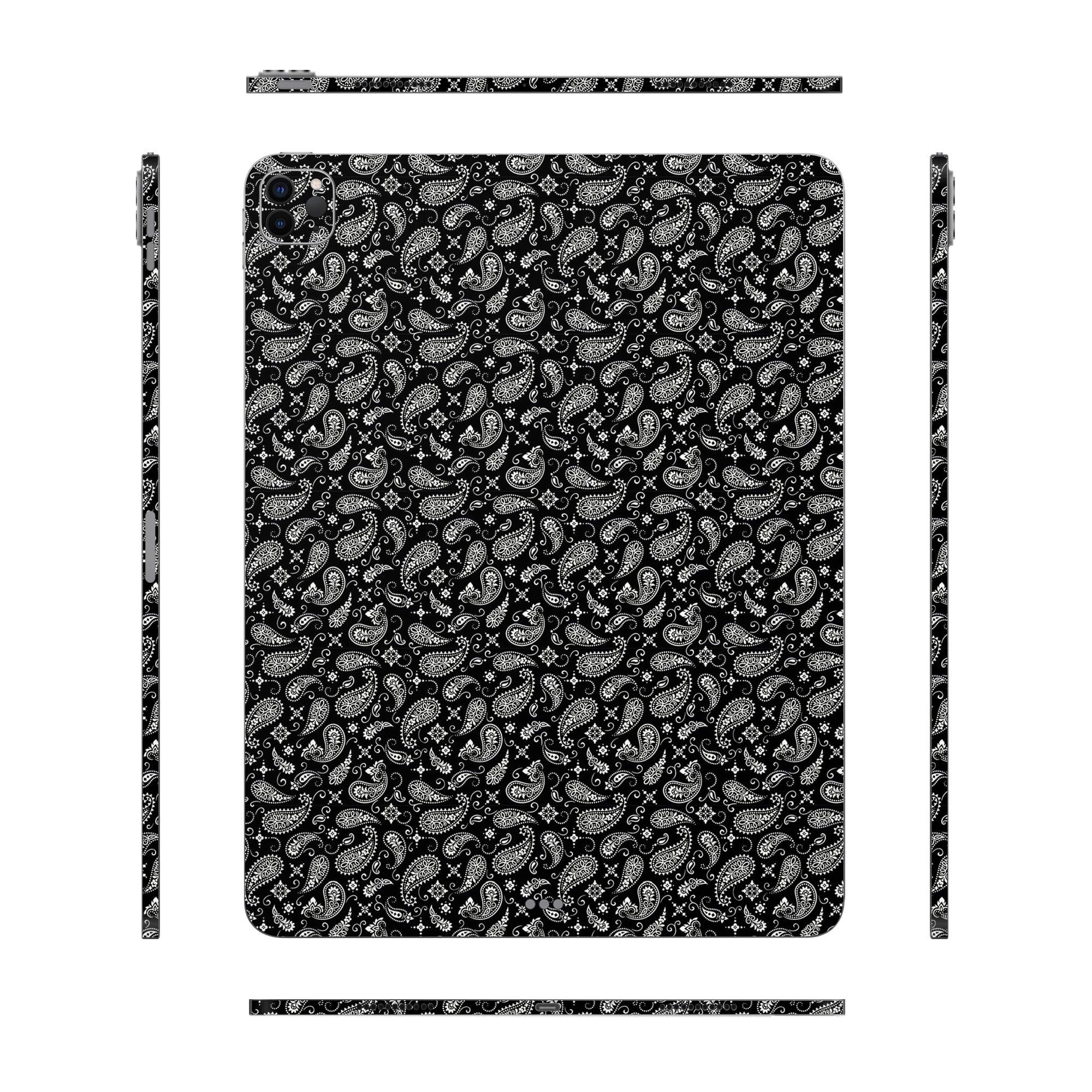 Capes Tablet Skins Compatible with iPad Pro 11 (M1 / M2), Anti-Scratch Vinyl Decal Skin, Protective Film, Not Case/Cover (Black Paisley, Full Body Skin)