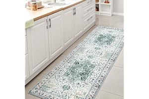 XSIVOD Runner Rugs for Hallway, Green Washable Rugs for Entryway Kitchen Runner, Soft Vintage Area Rugs for Bedroom Living Room Rug, Non Slip Floor Accent Carpet for Home Deocor, 60 x 180 cm