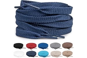 TULMERO 2 pares de cordones 100% algodón – Cordones planos de 8 mm de ancho para zapatillas de deporte