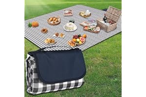 YAOMAISI coperta da picnic, 200 x 200cm, grande coperta da spiaggia, coperta da campeggio, con manico, fondo impermeabile, lavabile in lavatrice, coperta pieghevole per attività all'aperto