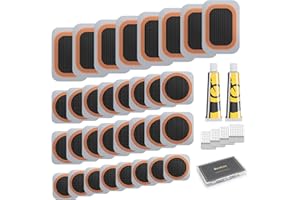 Dexnoca Kit de RéParation Pneus de véLo - Kits de réparation, avec 32 rustine Velo, pour rustine véLo Chambre a air, VTT, Pneu Moto, Les vélos de Route et de Montagne et Caoutchouc Gonflable