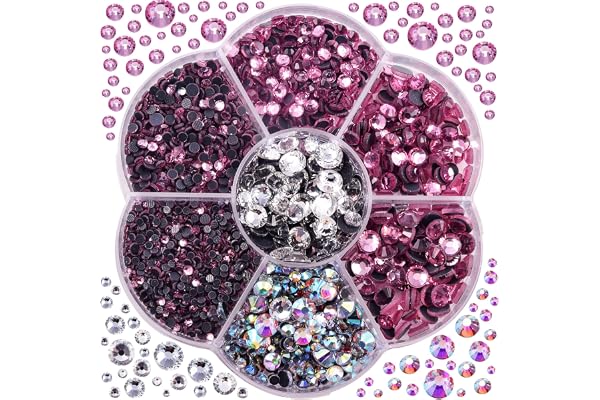Blinginbox Hotfix Lot de 3 000 strass en cristal Hotfix de différentes tailles SS6-SS30 pour vêtements et loisirs créatifs Rose clair