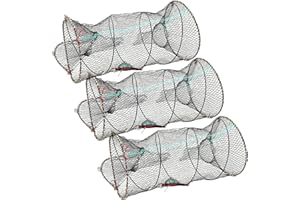 SF Rete da Pesca Trappola per Granchi 1 Confezione/3 Confezioni 11.8"x23.7" Trappola per Anguille Rete Pieghevole Cilindro di Nylon Portatili Trappole per Piccolo Pesce Granchio Aragosta Gamberia Anguille