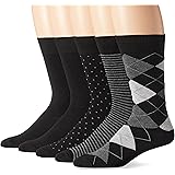 Amazon EssentialsMen's Comfortable Patterned Dress Socks, 5 Pairs