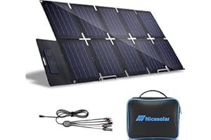 Nicesolar 60W Pannello Solare Pieghevole Monocristallino Portatile con USB A&C PD 45W IP67 per Centrale Elettrica Portatile Generatore Solare Laptop per Esterni Picnic Pesca Viaggi Feste Campeggio