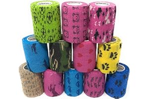 LisaCare Bandage selbsthaftend 7,5cm x 4,5m | 12er-Set Bunter Motiv-Mix | Kohäsiver Wund-Verband | elastisch, dehnbar, ohne Kleber (Motiv-Mix Unisex)