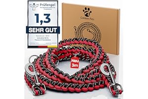 Testnote: Sehr gut - Hundeleine reflektierend I 3m, verstellbar, wetterfest & reißfest bis 250 kg I Paracord Führleine, Umhängeleine I kleine - große Hunde