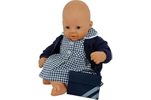 FRILLY LILY Navy Blue Dolls Summer School Uniform for Larger Dolls and Bears 18-20 ins[45-50 cm] Such as Standard Baby Annabell 43 and 46 cm and Bear Factory . DOLL NOT INCLUDED