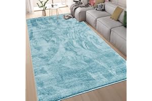 homeart Area Rugs – Soft, Short Pile Monochrome Carpets - Anti-Slip Backing, Machine Washable, Modern Fluffy Rugs for Living Room, Bedroom, Kitchen, Enterance - Turquoise, 60x110 cm