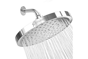 SparkPod Fixed Shower Head - High Pressure Rain - Luxury Modern Look - Easy Tool Free Installation - The Perfect Adjustable Replacement (Chrome, 20cm Round)