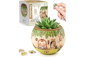 PieceRelax 3D Puzzle Planter - SMART - Happy Reading, 80 Piece DIY Plant Pot for Cactus & Succulents with Drainage, Unique Home & Office Decor [K1102]