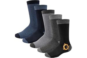 The Essentials Wardrobe Mens Thermal Socks 5 Pack Fully Cushioned Moisture Wicking with Terry Padding Warm Thermal Socks Breathable Soft Cotton Ribbed Elasticated Cuff Socks