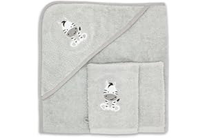 ‎BABYKAJO Babykajo Baby Kapuzenhandtuch im Set mit 2 Waschlappen Oeko-Tex Standart 100 Zertifiziert. Baby Badetuch aus weichem Frottee. Erstausstattung Babyhandtuch mit Kapuze 80 x 80 cm