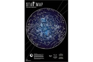 Maps International Självlysande affisch, karta med stjärnor och konstellationer, 59 x 84 cm