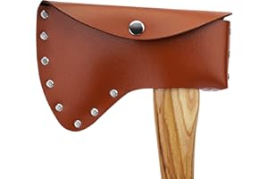 Linkidea Étui en cuir pour hache,compatible avec les lames de 4 pouces-Fermeture à pression sécurisée, construction durable pour l'extérieur,le camping,le bushcraft et la survie,pour hachettes(marron)