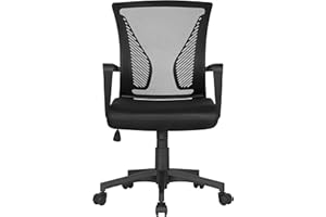 Soberine Sedia Ufficio, Sedie Scrivania Ergonomica Con Braccioli e Rotelle Girevoli, Poltrona Ufficio in Rete Traspirante con Supporto Lombare e Altezza Regolabile Nero