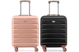 Flight Knight Suitcase Set of 2 Travel Carry-Ons Lightweight Luggage 4 Wheel ABS Hard Shell Ryanair Cabin Bags 55 x 40 x 20 (Priority) Small Suitcase Approved for Over 60 Airlines- easyJet, Jet2