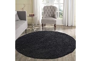 Serdim Rugs Living Room Round Shaggy Area Rugs, Polypropylene, Black, 120x120cm(4x4')