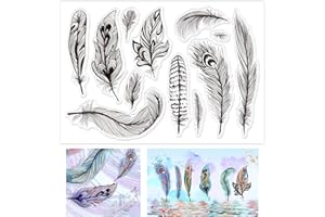 GLOBLELAND Feather Clear Stamp Peacock Bird Duck Silicone Transparent Stamp Seal Card for DIY Scrapbooking Cards Making Photo Album Decorative