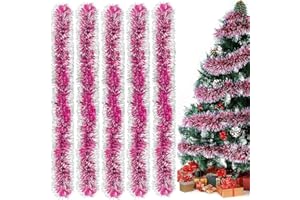 ZZRSYJ 10M Weihnachten Lametta Girlande, Weihnachtsbaum Lametta Girlande Weihnachten, Weihnachtsgirlanden Glänzend Weihnachtsbaum Girlande, Für Weihnachten Hochzeiten Urlaubsfeiern(rosarot)